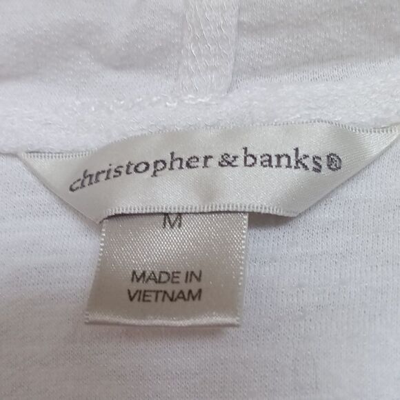 Christopher & Banks Blue and White Relaxed Tie Front Hoodie Sleeveless - Picture 2 of 4